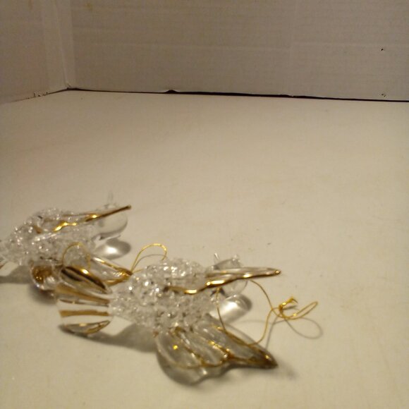 Hummingbird Christmas Ornament Hand Blown Glass Gold Trim 3" Lot of 2 - Picture 15 of 16